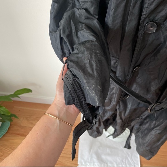 Jean Paul Gaultier 2 Squared Vintage Black Double Breasted Crinkle Trench Coat M - Picture 11 of 12